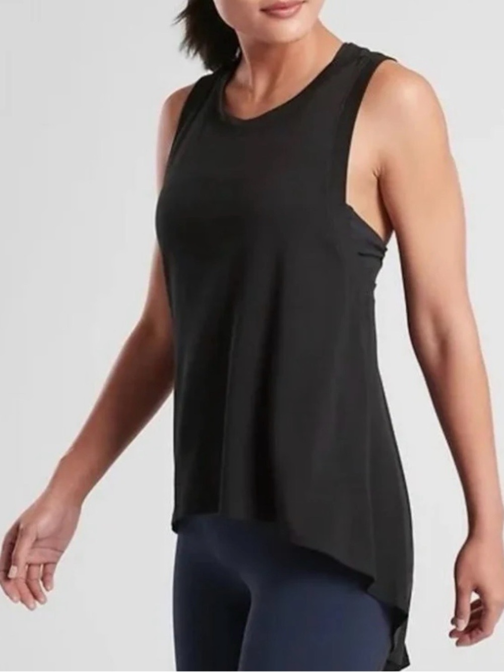 Athleta Essence Black High Low Tank Top, Sz M